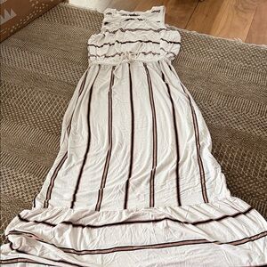 LOFT White and Black Striped Maxi Dress